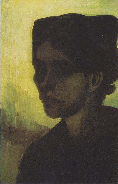 Head of a Young Peasant Woman with Dark Bonnet by Vincent van Gogh